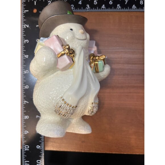 Lenox Snowman Porcelain Figurine Collection Special Delivery Gold Anthropomorphi - Picture 9 of 9